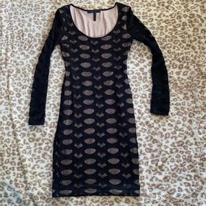 Bcbgmaxazria Tanya Black and Tan stretchy dress